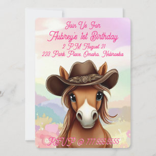 Schattig Veulen in Cowboyhoed Meisjes Verjaardag Kaart