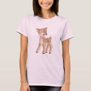 Schattig Vintage Babyhert met Roze Strik Esthetiek T-shirt