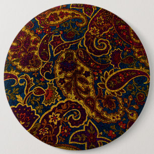 Schattig vintage donkerbruin paisley ontwerp ronde button 6,0 cm