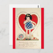 Schattig Vintage Valentijn Briefkaart (Voorkant / Achterkant)