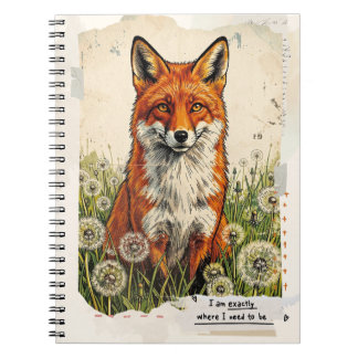 Schattig Vintage Vos Collage Inspirerend Notitiebo Notitieboek