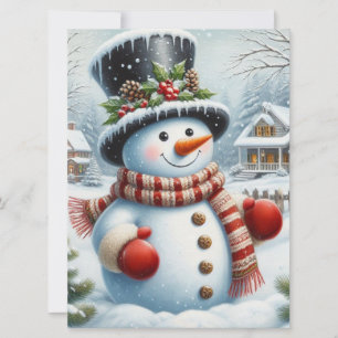 Schattig, vintage/whimsical Kerstmis/winter sneeuw Feestdagenkaart