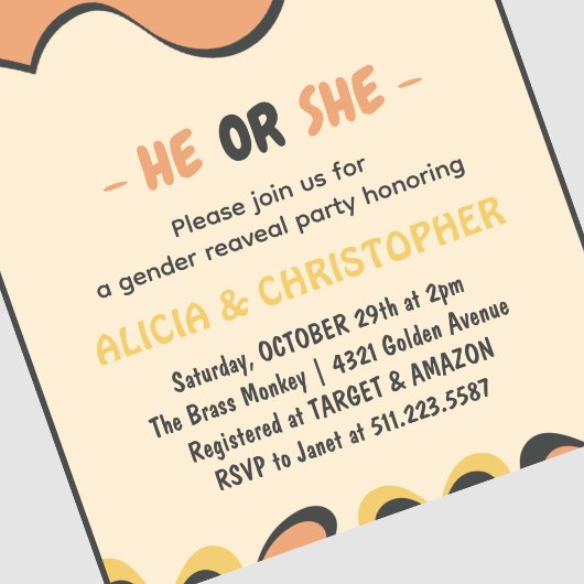 Schattig vleermuis Sinaasappel Hij of Zij Hallowee Kaart