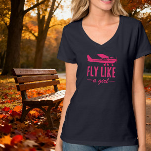 Schattig Vlieg Als Een Meisje Roze Vliegtuig Meisj T-shirt