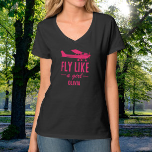 Schattig Vliegen Als Een Meisje Roze Vliegtuig Mei T-shirt