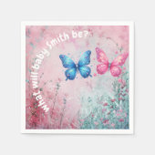 schattig vlinder Geslacht Onthullen Party tuin Servet (Voorkant)