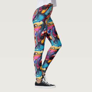 Schattig vloeibaar gegoten betegeld patroon leggings