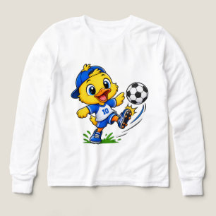 Schattig Voetbal Eend Meisjes T-Shirt met Lange Mo