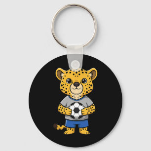 Schattig Voetbal Jachtluipaard Voetbal Speler Dier Sleutelhanger