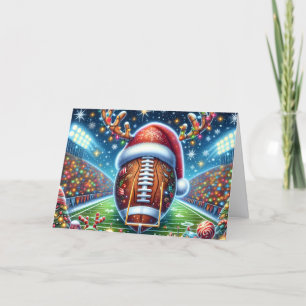 Schattig voetbal met rendierhoorns Kerstmis Feestdagen Kaart