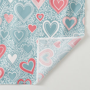 Schattig Volk Bloemhart Stofblauw Blush Roze Meisj Wandkleed