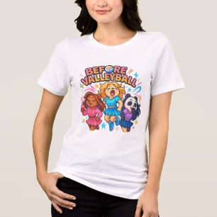 Schattig "Voor Volleybal" Cartoon Meisjes Design Tri-Blend Shirt