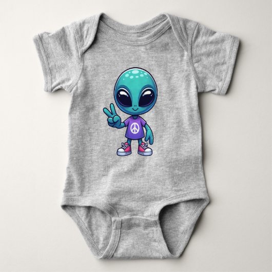 Schattig Vredesalien & Ruimteschip Romper (Voorkant)