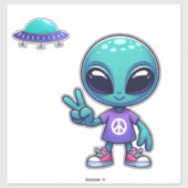 Schattig Vredesalien & Ruimteschip Sticker (Vel)