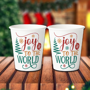 Schattig 'Vreugde aan de Wereld' Kerstmis Papieren Bekers