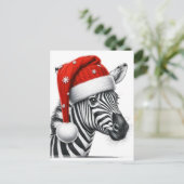Schattig Vrolijk Kerstfeest Zebra Santa Hat Briefkaart (Staand voorkant)