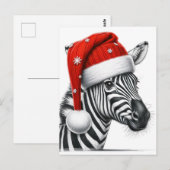 Schattig Vrolijk Kerstfeest Zebra Santa Hat Briefkaart (Voorkant / Achterkant)