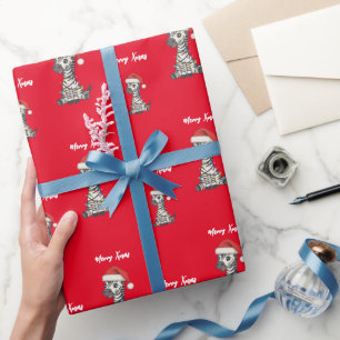 Schattig vrolijk Zebra kerstboom dierentuin safari Cadeaupapier