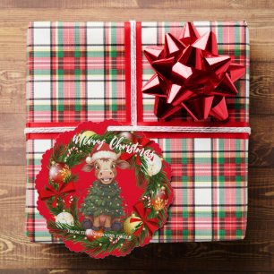 Schattig vrolijke Koe Kerstboom kalf os Xmas patro Ornament Kaart