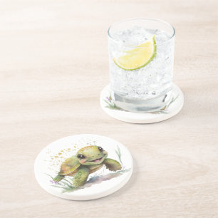 Schattig Vrolijke Tortoise Zandsteen Onderzetter