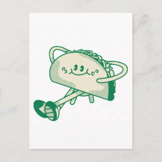 Schattig Wandelend Groen Taco Mascotte Karakter Briefkaart