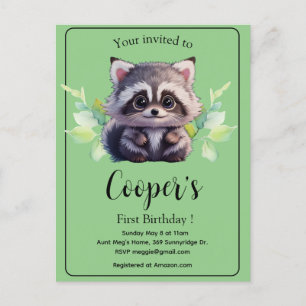 Schattig wasbeer bosdieren bos vrienden  briefkaart