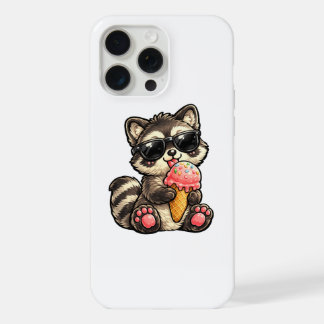 Schattig Wasbeer Met Ijs En Zonnebril iPhone 15 Pro Max Hoesje
