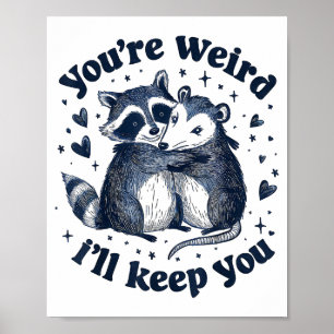Schattig Wasbeer Opossum Knuffelt Excentriek Paar  Poster