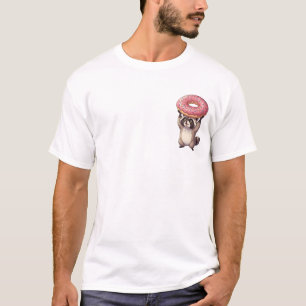 Schattig Wasbeer Tilt Reus Donut Met Roze Glazuur T-shirt