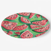 Schattig Watemelon rood en groen fruit Waterverf Papieren Bordje (Gekanteld)