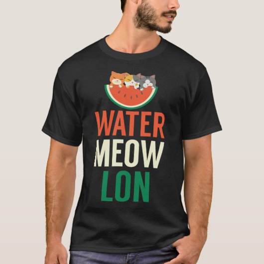Schattig Water Meow Leon Melon Met Katten Melon Gr T-shirt (Voorkant)