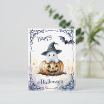 Schattig watercolor Halloween spook op een Jack o'
