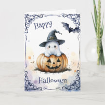 Schattig watercolor Halloween spook op een Jack o'