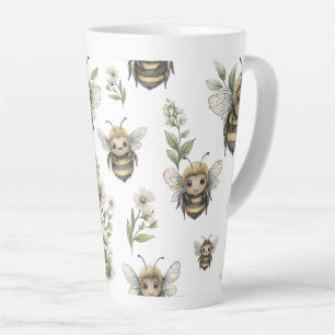 Schattig watercolor hommelontwerp Zachte pastelb Latte Mok