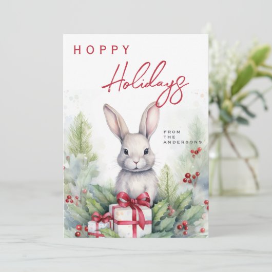 Schattig watercolor Kerstmis Feestdagenkaart (Staand voorkant)