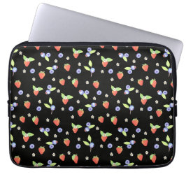 Schattig waterverf aarbei blauwe bes patroon laptop sleeve