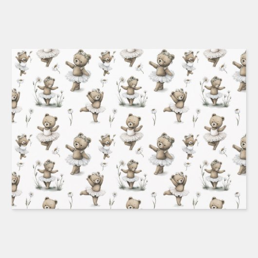 Schattig waterverf ballerina beer ontwerp in tutus inpakpapier vel (Voorkant)