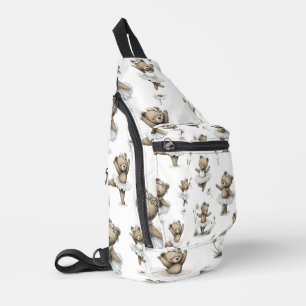 Schattig waterverf ballerina beren ontwerp in tutu sling bag