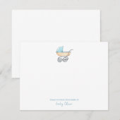 Schattig Waterverf blauw kinderwagen flat dank u Bedankkaart (Voorkant / Achterkant)