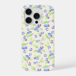 Schattig waterverf bosbes botanisch patroon iPhone 15 pro hoesje
