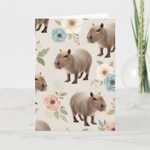 Schattig Waterverf Capybara Naadloos Patroon Kaart