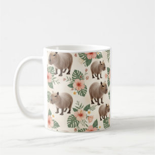 Schattig Waterverf Capybara Naadloos Patroon Koffiemok