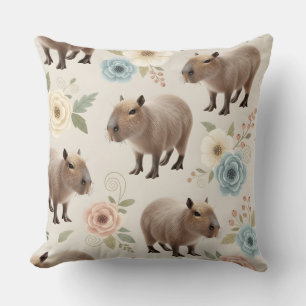Schattig waterverf capybara naadloos patroon kussen