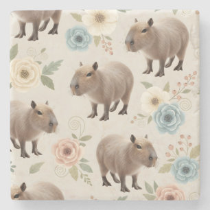 Schattig waterverf capybara naadloos patroon stenen onderzetter