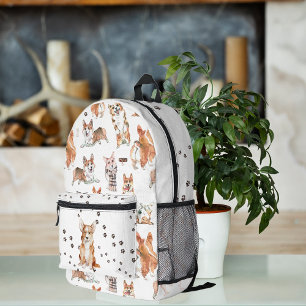 Schattig Waterverf Corgi Hond Patroon Monogram Bedrukte Rugzak