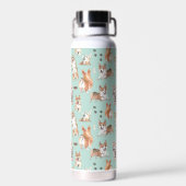 Schattig Waterverf Corgi Hond Patroon Monogram Waterfles (Achterkant)
