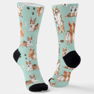 Schattig Waterverf Corgi Hond Patroon Sokken