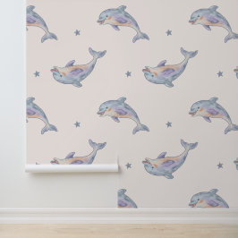 Schattig Waterverf Dolfijn Naadloos Patroon – Past Behang