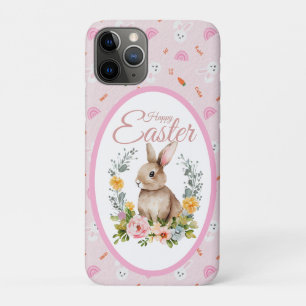 Schattig Waterverf Konijn Bloemenkranz Pasen iPhone 11 Pro Hoesje