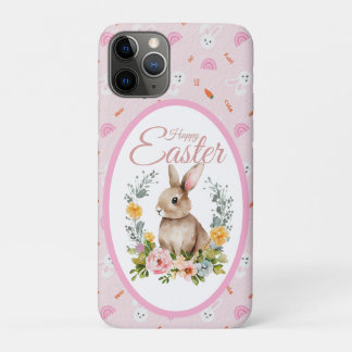 Schattig Waterverf Konijn Bloemenkranz Pasen iPhone 11 Pro Hoesje